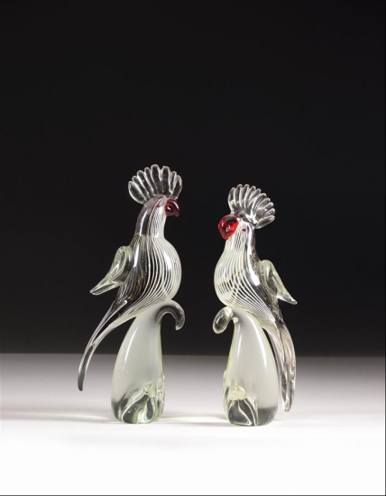 MURANO İŞÇİLİĞİ 2 ADET PAPAĞAN BİBLO